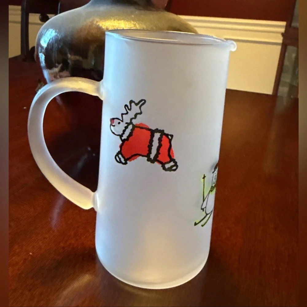 Vintage Designs by Dartington Christmas Pitcher Frosted Glass Winter Friends